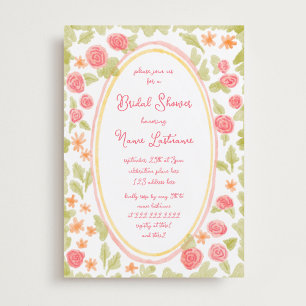 Convites Chá de panela Floral Vermelho Laranja Pintado Mão