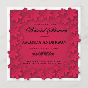 Convites Chá de panela Floral Vermelho Rosa Único