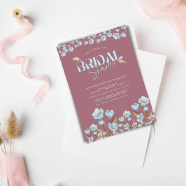 Convites Chá de panela Floral Vintage Blue Watercolor