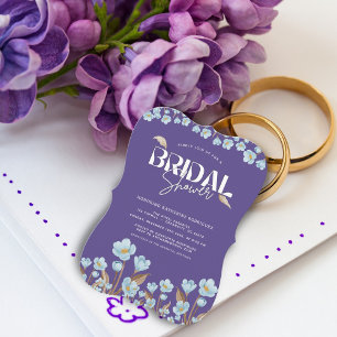 Convites Chá de panela Floral Vintage Blue Watercolor