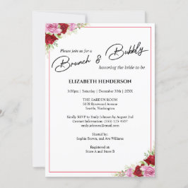 Convites Chá de panela Floral Watercolor Rosa Brunch