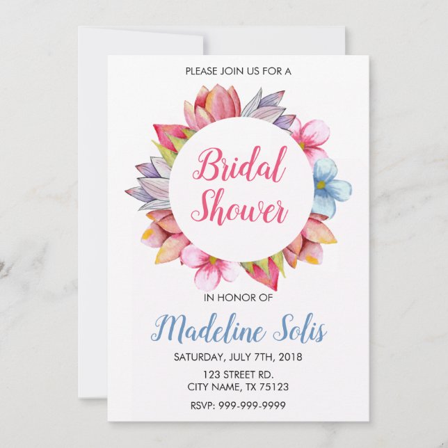 CONVITES CHÁ DE PANELA FLORAL WREATH (Frente)