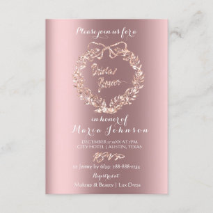 Convites Chá de panela Floral Wreath Rosa Dourado Spark