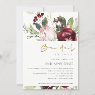 CONVITES CHÁ DE PANELA FLORORAL DE BURGUNDY DE PINCO BRUTO