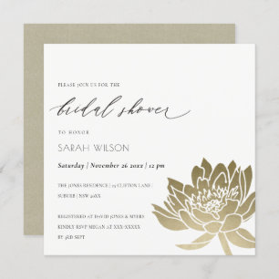 Convites Chá de panela FLORORAL DOURADO E GLAMOSO