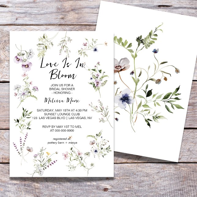 Convites Chá de panela Flutuante de Bloqueios de Flor (Criador carregado)