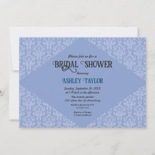 Convites Chá de panela Formal Elegante Blue Damask