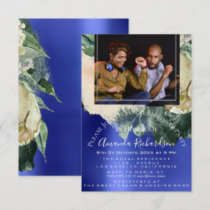 Convites Chá de panela Foto Maroon Festa de aniversário F