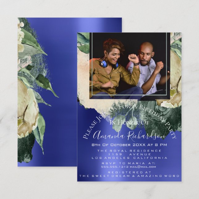 Convites Chá de panela Foto Maroon Festa de aniversário Flo (Frente/Verso)