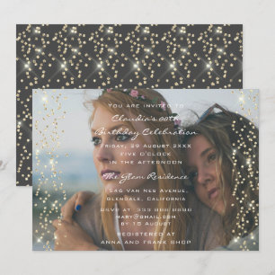Convites Chá de panela Fotográfico Birthday Coral Confetti