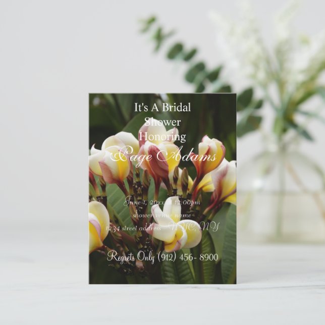 Convites Chá de panela Frangipani (Em pé/Frente)