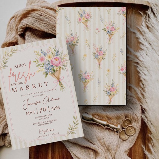 Convites Chá de Panela Fresh off the Market (Fresh Off the Market Farmer's Market Bridal Shower Invitation)