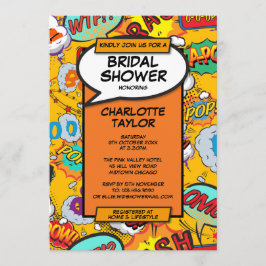 Convites Chá de panela Fun Retro Comic Book