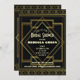 Convites Chá de panela Gatsby do Excelente de safra preto e