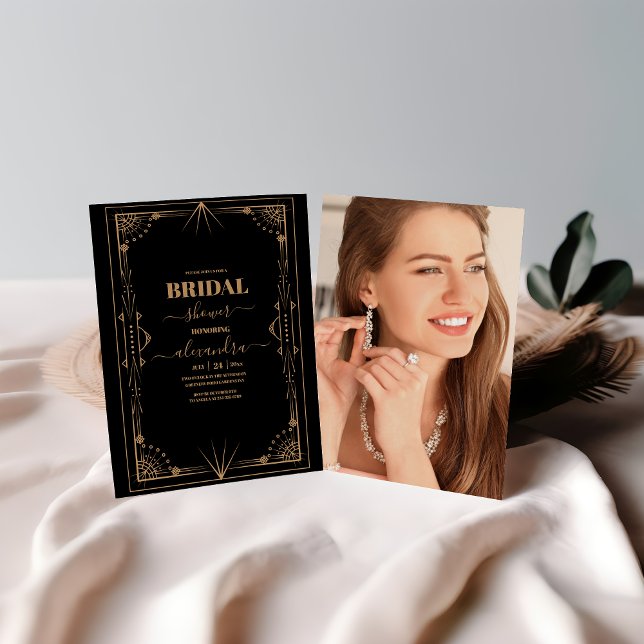 Convites Chá de panela Gatsby Dourado Geométrico (Criador carregado)