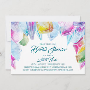 Convites Chá de panela Gem Crystal Bride Rainbow Watercolor