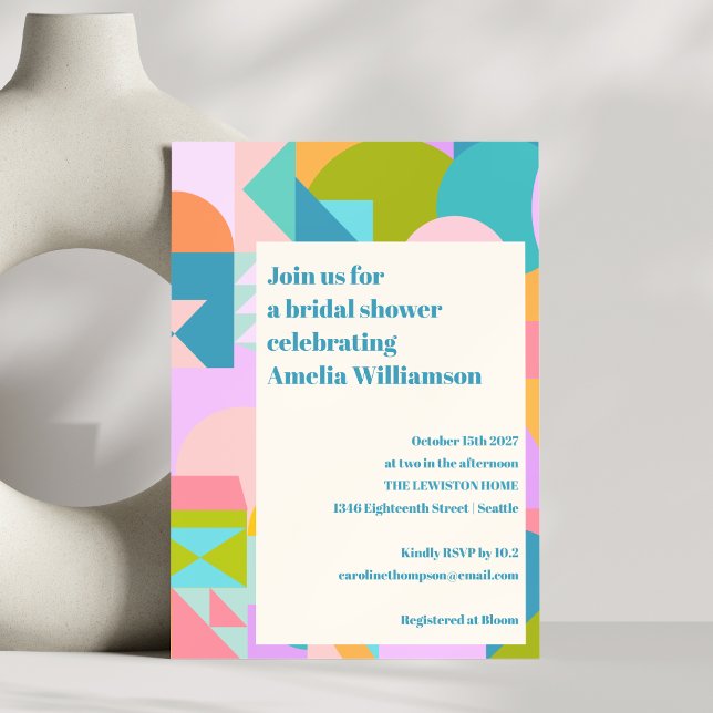 Convites Chá de panela Geométrico Colorido (Criador carregado)