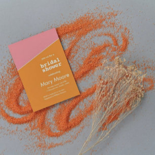 Convites Chá de panela Geométrico Cor-de-Laranja Cor-de-Cor