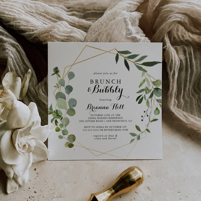 Convites Chá de panela geométrico de Brunch e Borracha (Criador carregado)