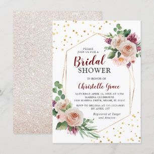 Convites Chá de panela Geométrico Dourado das Flores de Bur