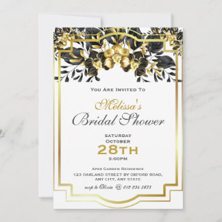 Convites Chá de panela Geométrico Dourado Eucalyptus