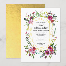 Convites Chá de panela Geométrico Dourado Floral