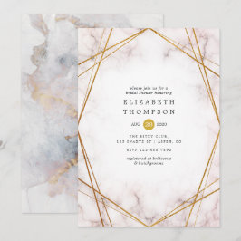 Convites Chá de panela Geométrico Dourado Marble