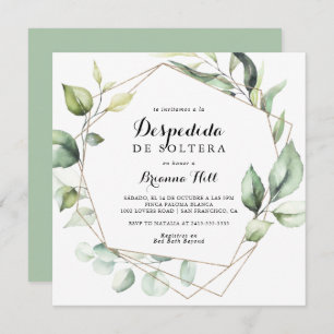 Convites Chá de panela Geométrico Elegante Dourado Verde Es