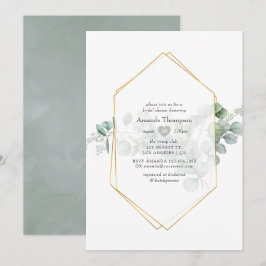 Convites Chá de panela Geométrico Eucalyptus Silver Sage