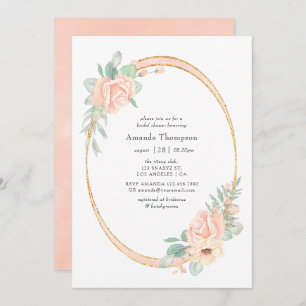 Convites Chá de panela Geométrico Floral do Pastel Blush