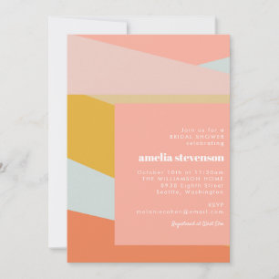 Convites Chá de panela Geométrico Moderno de Peach Pastel