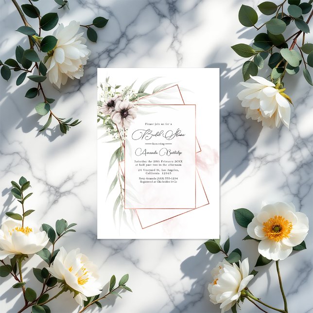 Convites Chá de panela Geométrico Rustic Elegance Bronze (Rustic Elegance Bronze Geometric Bridal Shower Invitation)