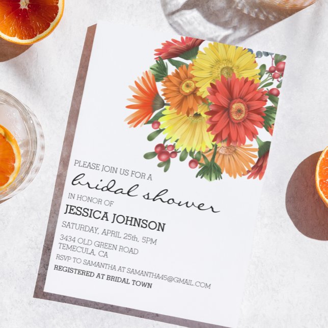 Convites Chá de panela Gerbera Daisy Floral (Criador carregado)