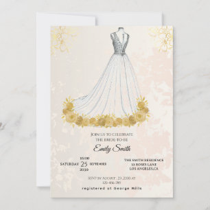 Convites Chá de panela Glam Elegante de Luxo ouro