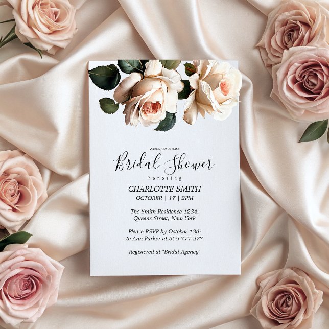 Convites Chá de panela Gordo de Rosa de chá (Gorgeous Tea Rose Bridal Shower Invitation)