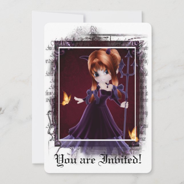 Convites Chá de panela Gótico Pequeno Diabo 5 (Frente)