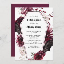 Convites Chá de panela Gótico-Rosa Coffin Branco Elegante