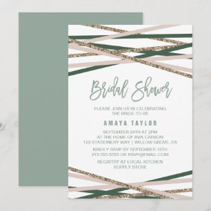 Convites Chá de panela Green and Blush Streamers