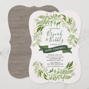 Convites Chá de panela Greenery Brunch e Bubble