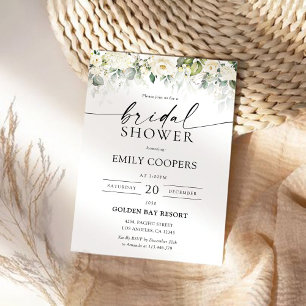 Convites Chá de panela Greenery White Roses