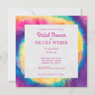 Convites Chá de panela Hippy Boho Tie Dye Tye