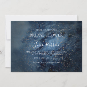 Convites Chá de panela Horizontal Dourado Céu Noturno Cel