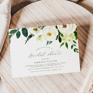 Convites Chá de panela Horizontal Floral Branco Elegante