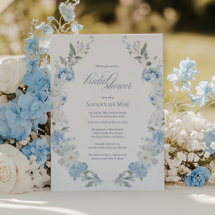 Convites Chá de panela Hydrangea   Floral Azul