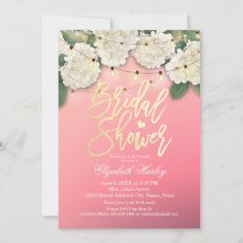 Convites Chá de panela Hydrangea Flowers String Luzes Rosa