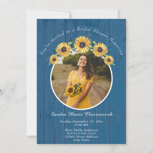 Convites Chá de panela I Rustic Sunflower Blue Wood Casame