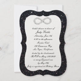 Convites Chá de panela Infinito do Diamante Glitter Preto