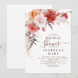 Convites Chá de panela Inv De Terracotta Laranja Queimada