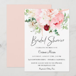 Convites Chá de panela Inverso Botânico Rosa