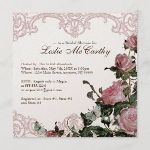 Convites Chá de panela Invite - Floral Trellis Rosa Vintag